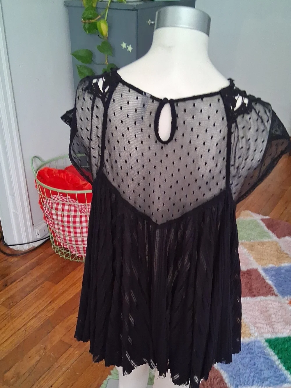 Free People Black Lace & Mesh Babydoll Tunic